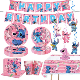 Lilo & Stitch pink banner brightens a Stitch-themed party
