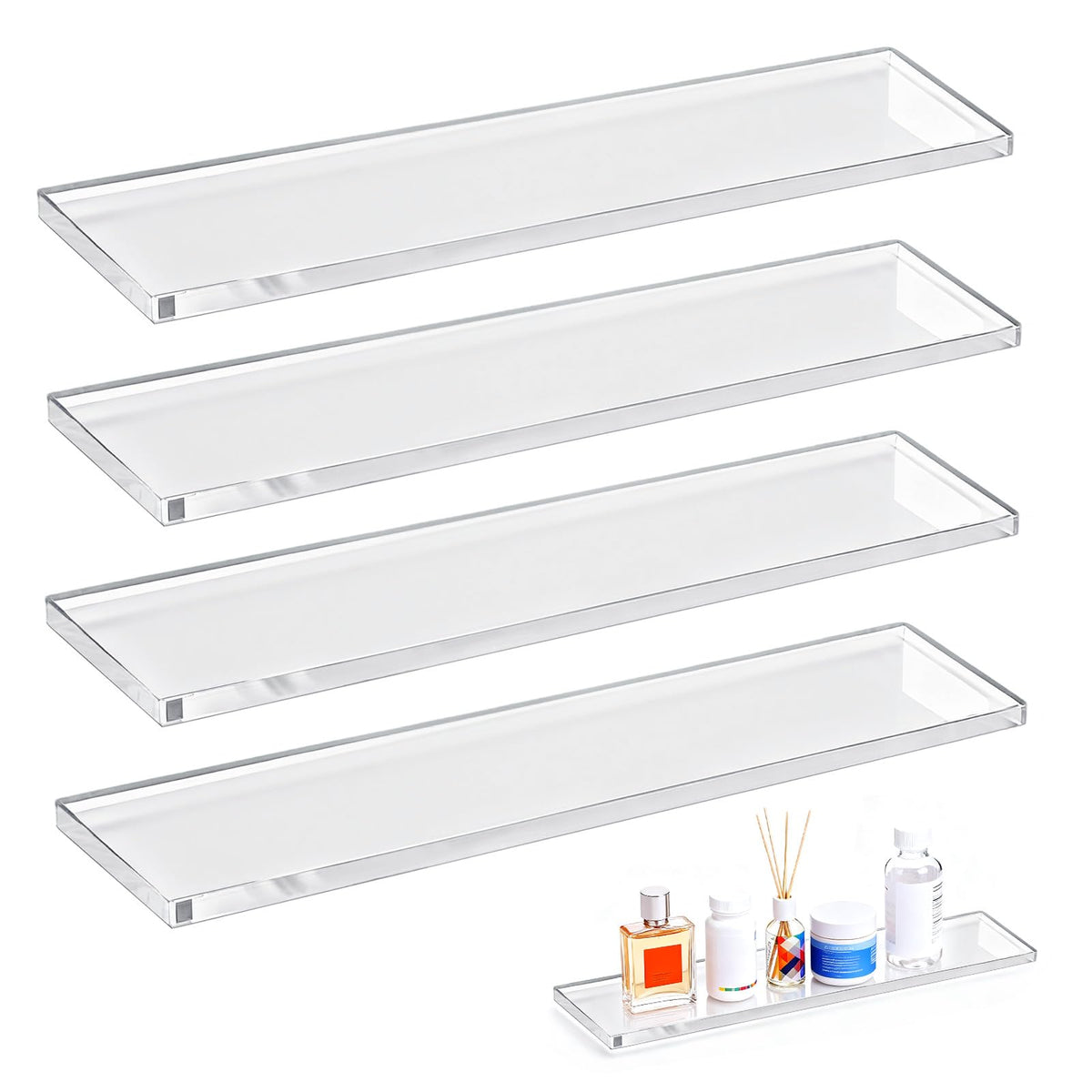 LILXIU acrylic shelves 4-pack for 13.25 inch cabinet storage and organization
