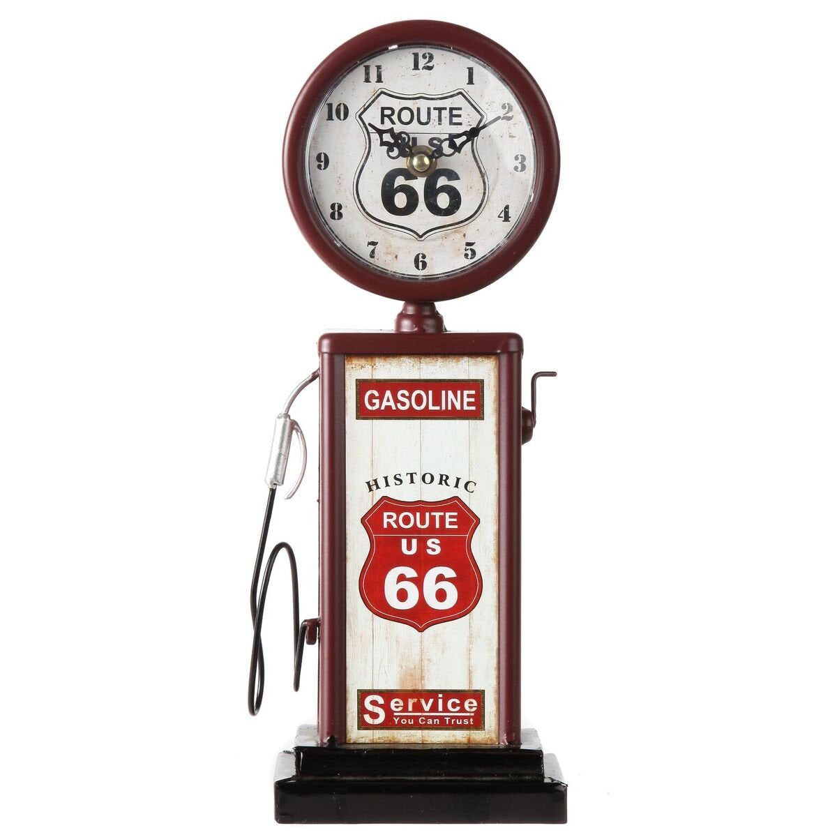 Lily's Home Route66 gas pump mantel clock front view adds vintage charm