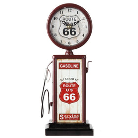 Lily's Home Route66 gas pump mantel clock front view adds vintage charm