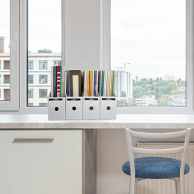 Limitliho classroom storage helps keep papers and artworks neatly organized.