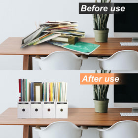 Limitliho storage for magazines and folders fits shelves in learning spaces.