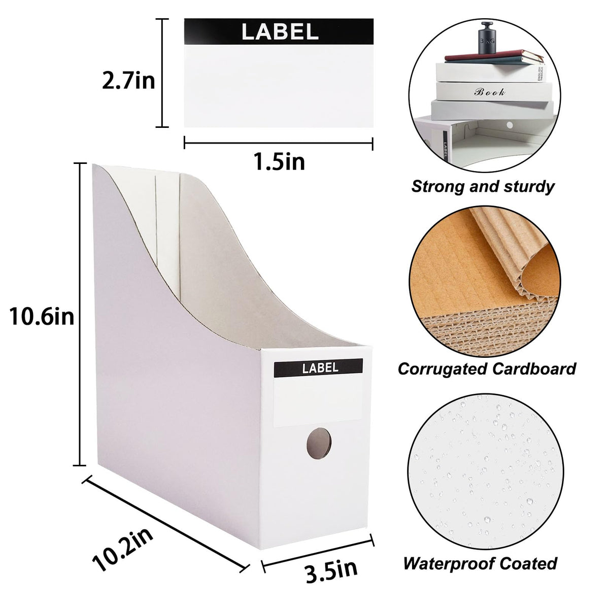 Limitliho white cardboard organizer on a desk keeps workspace clutter-free.