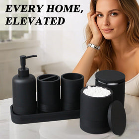 LIN CHUAN 6-piece set in matte black complements bathroom decor