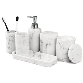 LIN CHUAN soap dispenser in marble white keeps counters organized and clean
