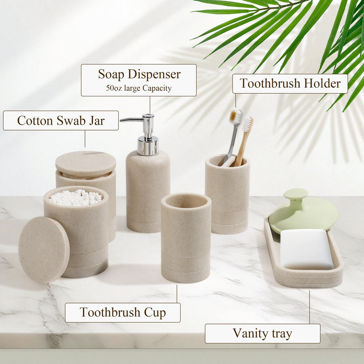 LIN CHUAN beige cotton swab jar 1 for small item storage