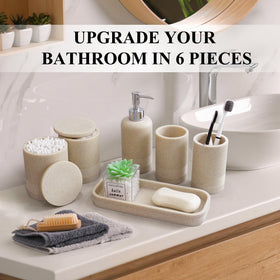 LIN CHUAN beige tumbler offers a neat spot for toothpaste and brushes