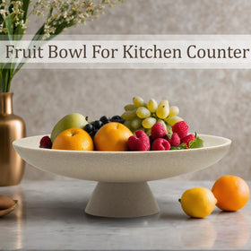 LIN CHUAN beige resin pedestal bowl on kitchen counter for warm, modern style.