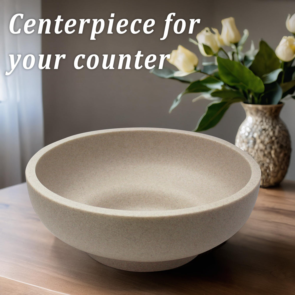 LIN CHUAN fruit bowl on kitchen counter keeps produce accessible and organized.