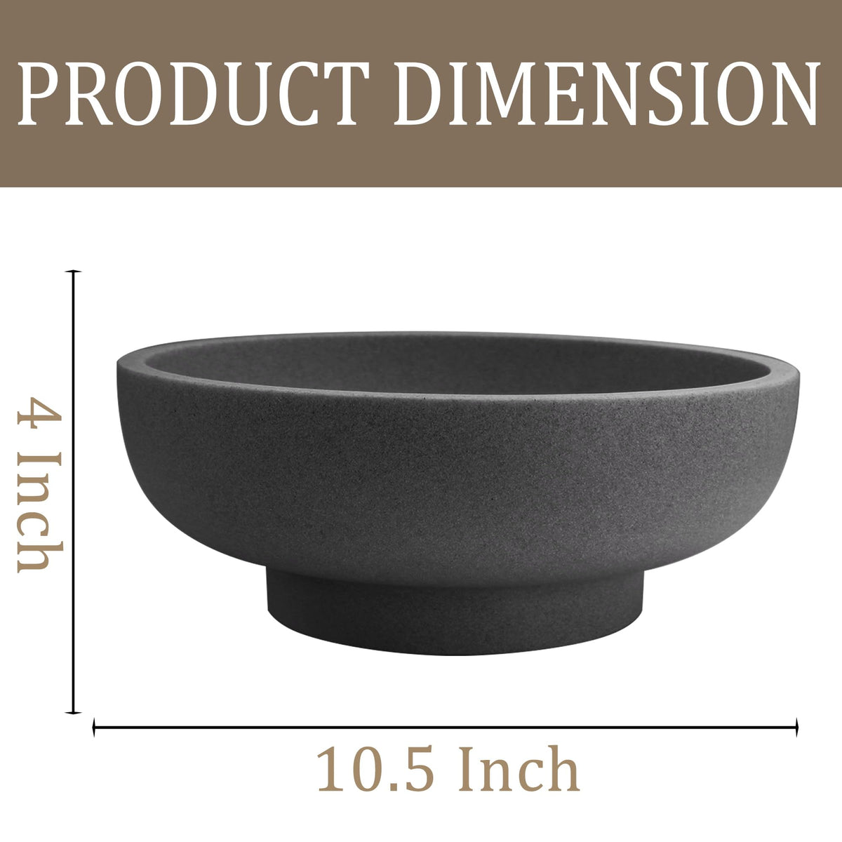 LIN CHUAN large decorative bowl in grey, versatile for various decor styles.