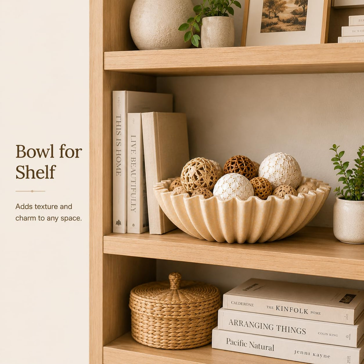 LIN CHUAN decorative display bowl fits shelves or coffee tables.