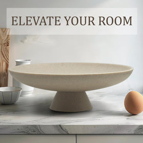 LIN CHUAN beige pedestal bowl creates ambient, versatile decor appeal.