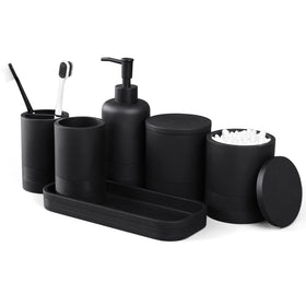 LIN CHUAN soap dispenser on matte black vanity for organized space
