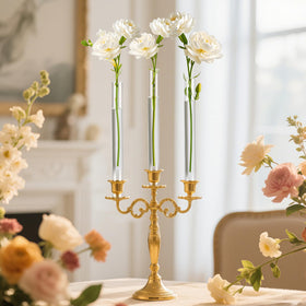 Linastu cylinder bud vase with silicone case for stable taper candles.