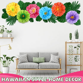 Lincia 12in purple hibiscus paper flower adds colorful wall accents.