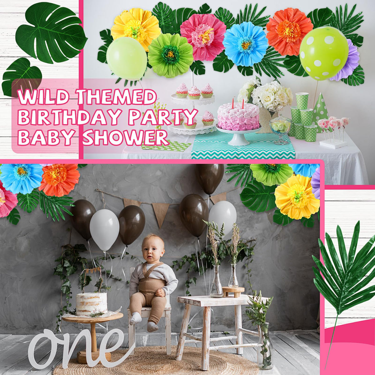 Lincia 12in red hibiscus paper flower adds bold tropical highlight.