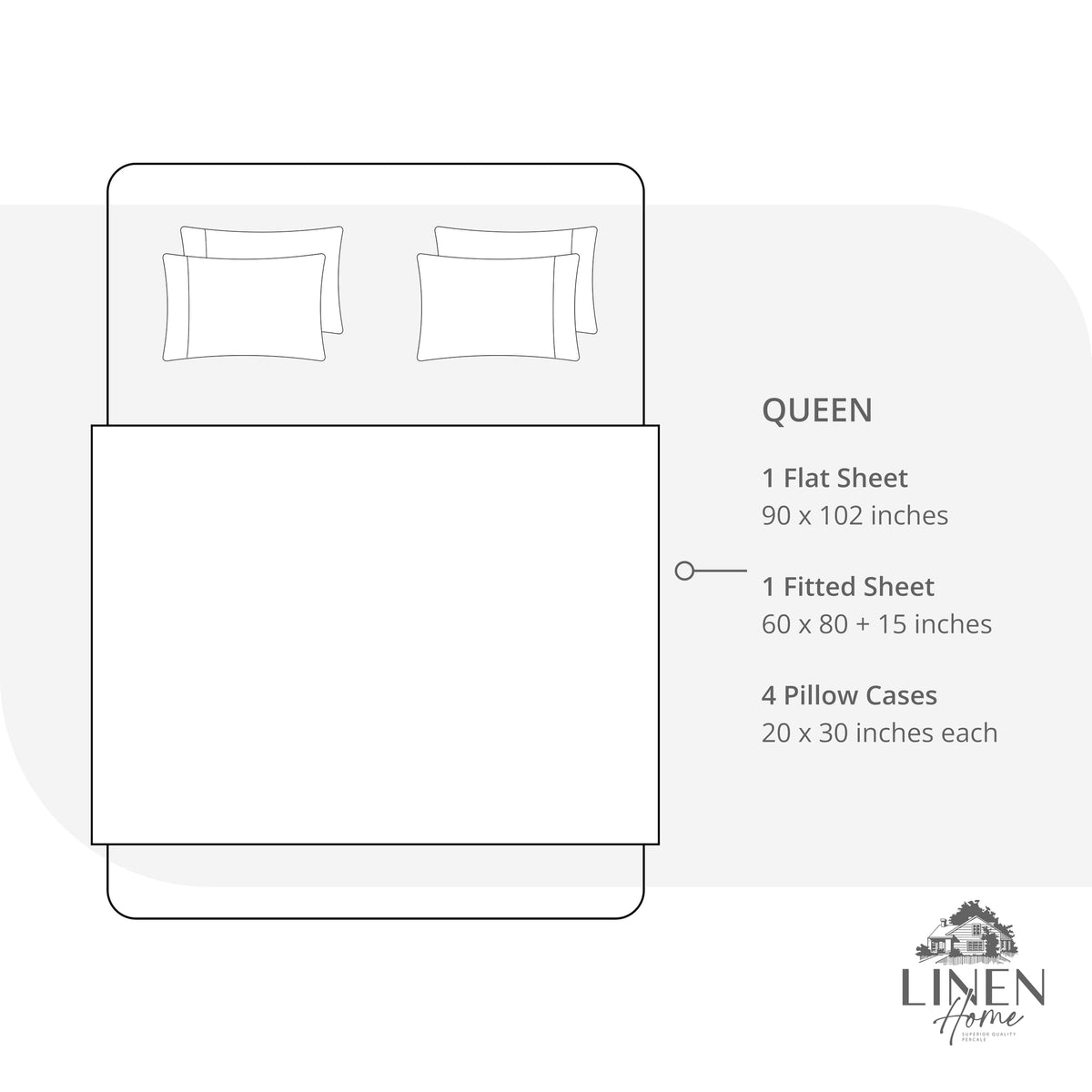 Linen Home 100% long-staple cotton percale texture with cool feel.