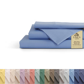 Linen Home 100% cotton percale queen flat sheet for a crisp, cool sleep.