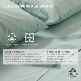 Linen Home 15 inch deep-pocket queen fitted sheet showing secure fit on a tall mattress