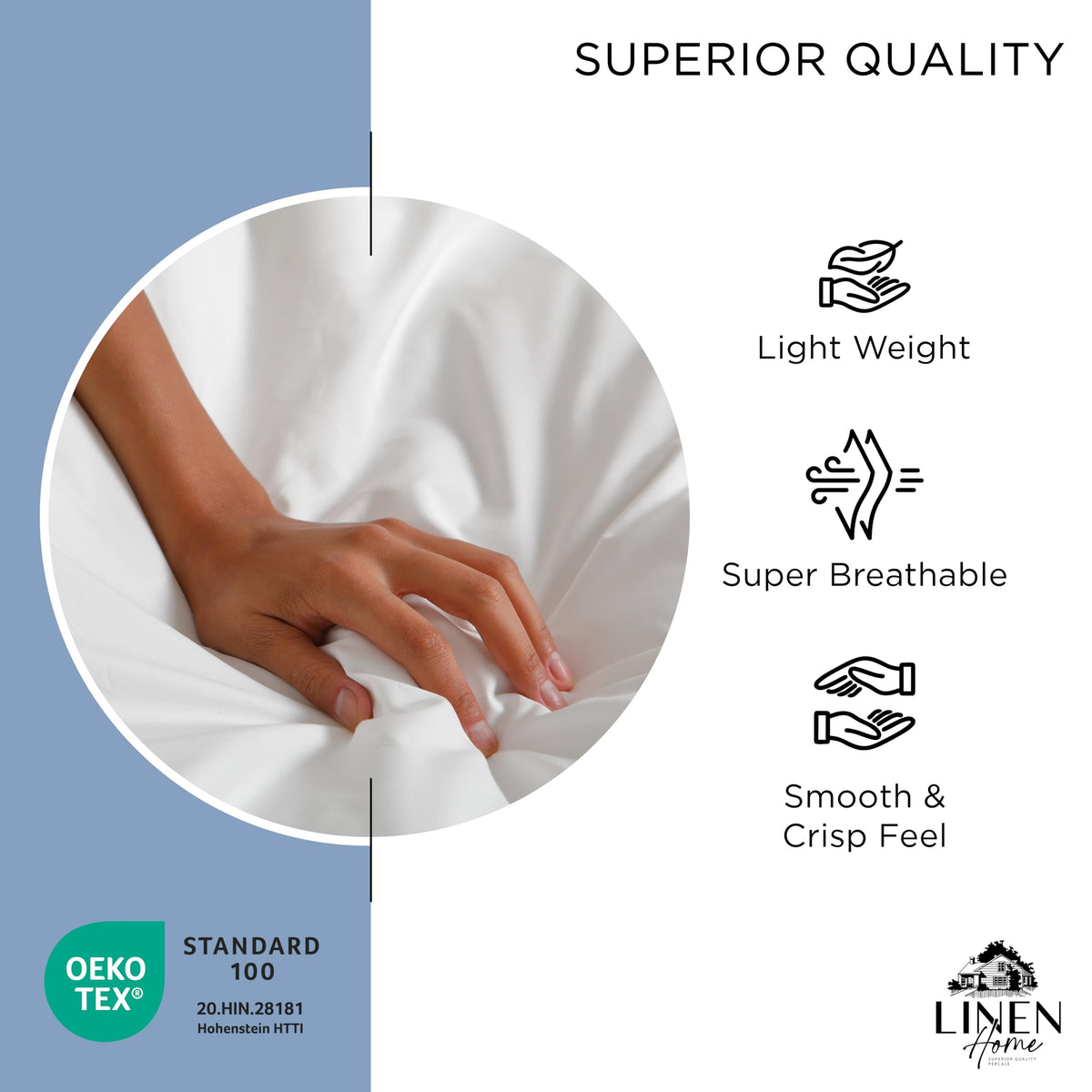 Linen Home care-ready sheet with machine wash and low tumble dry guidance