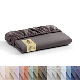 Linen Home charcoal queen fitted sheet front view for crisp comfort