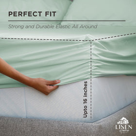 Linen Home crisp percale close-up highlighting breathable weave and even texture