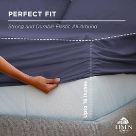 Linen Home deep-pocket elastic edge keeps the sheet securely in place