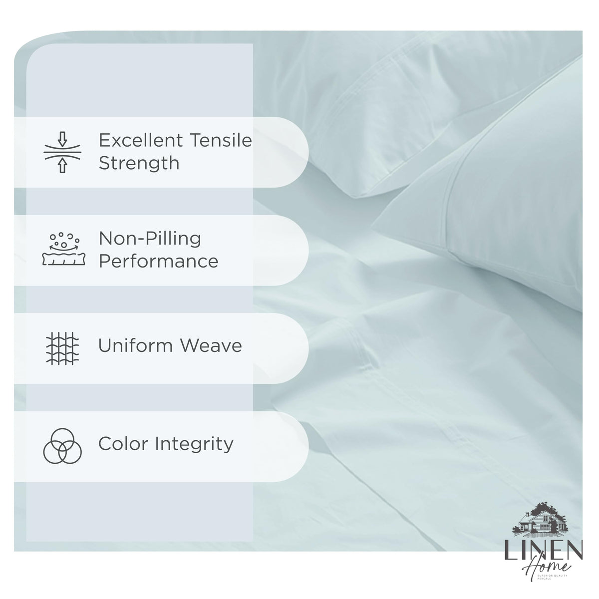 Linen Home deep-pocket fitted sheet fits mattresses up to 16 inches with secure elastic.