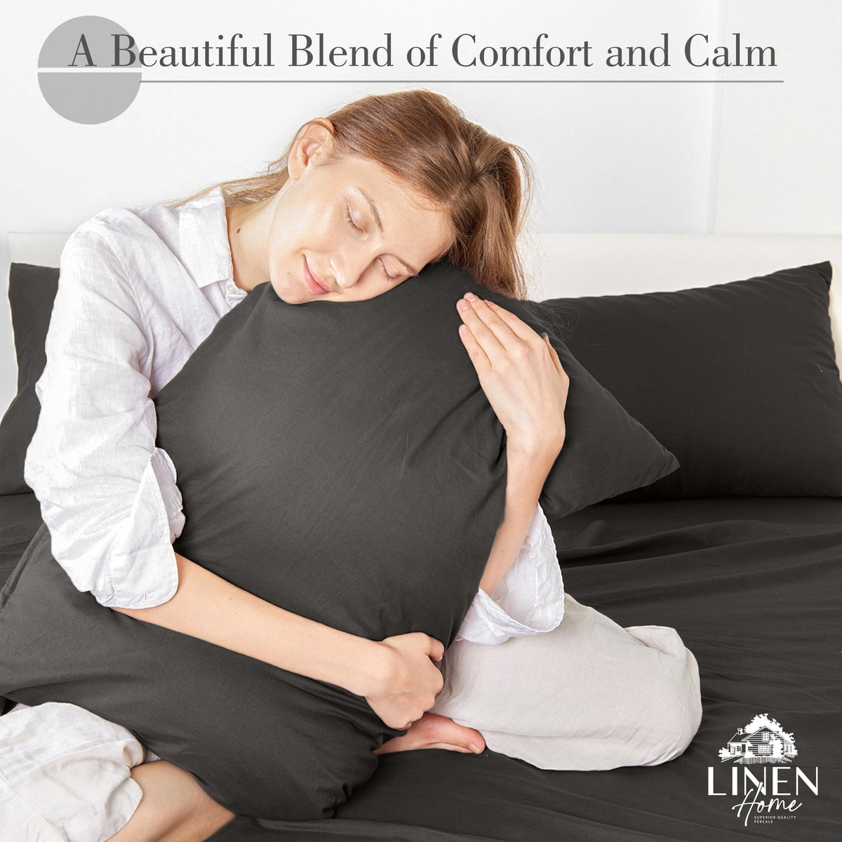 Linen Home double-needle hems on flat sheet and pillowcases ensure durability.