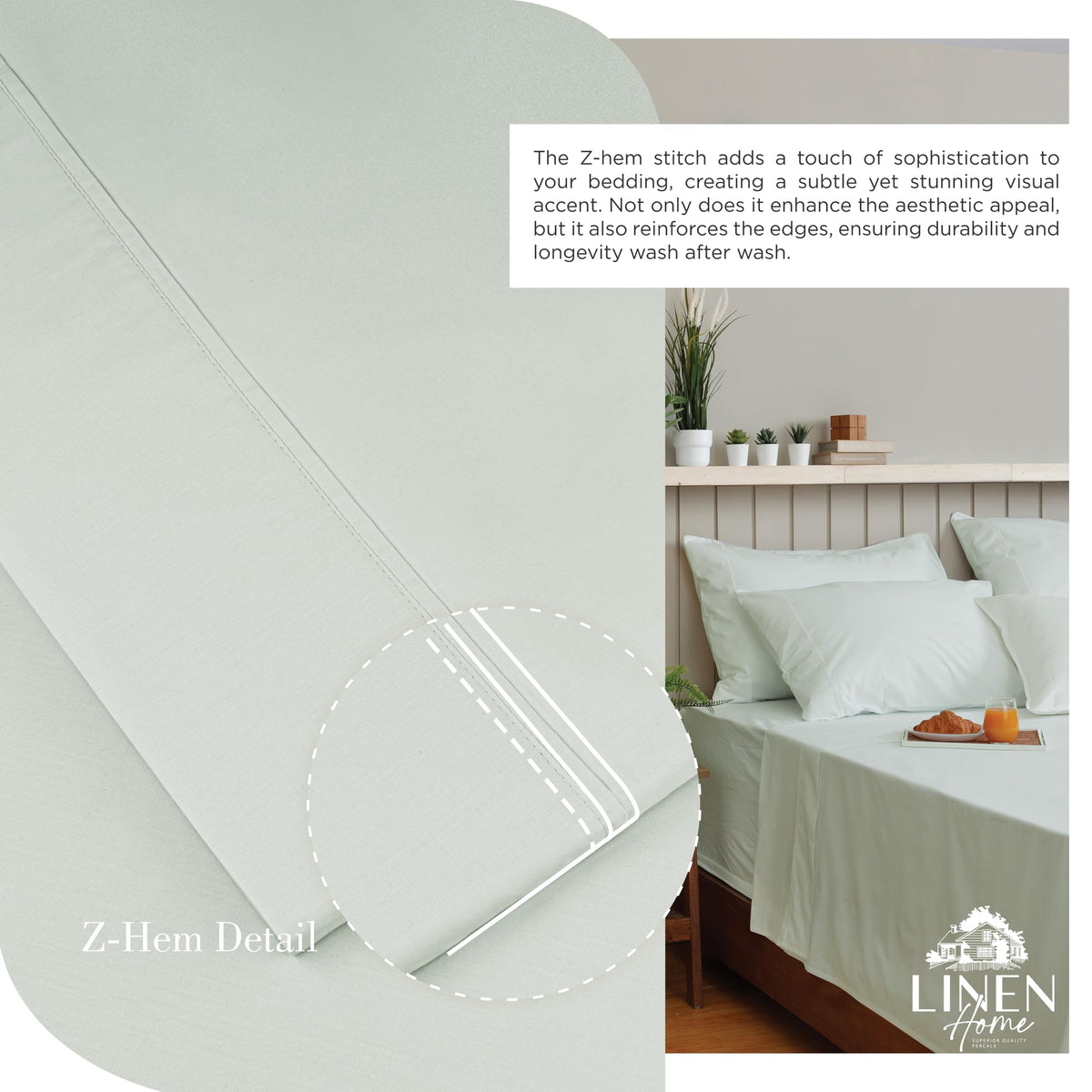 Linen Home Dove Grey percale pillowcases offer smooth texture for comfortable nights