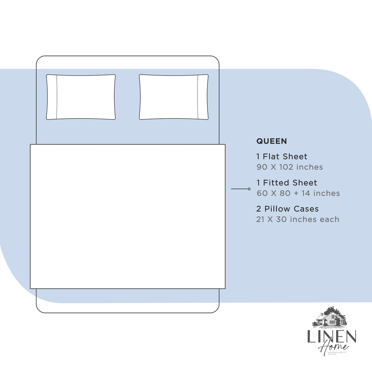 Linen Home flat sheet with Z-hem finish for premium look.