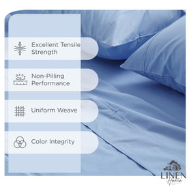Linen Home percale fabric close-up shows tight weave for durability and cool feel.