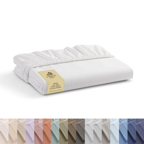 Linen Home fitted sheet in percale with deep pocket fitting mattresses up to 16 inches for a secure night