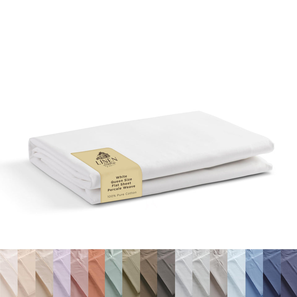 Linen Home percale flat sheet queen crisp weave for hotel-like freshness
