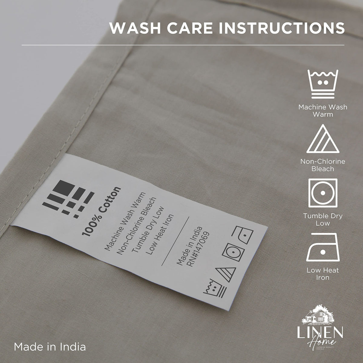 Linen Home flat sheet featuring z-hem stitch for neat finish and durability