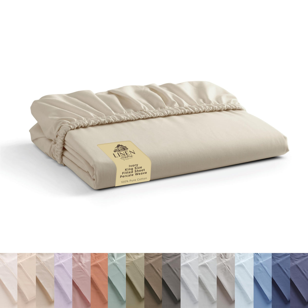 Linen Home king fitted sheet in ivory with deep-pocket fit for 16-inch mattresses