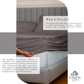 Linen Home charcoal bedding on a bed setup for a crisp, inviting look