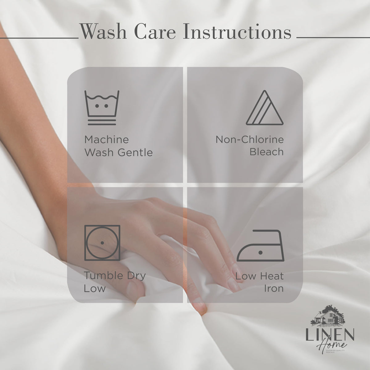 Linen Home percale texture close-up highlighting breathable, cool-to-touch fabric