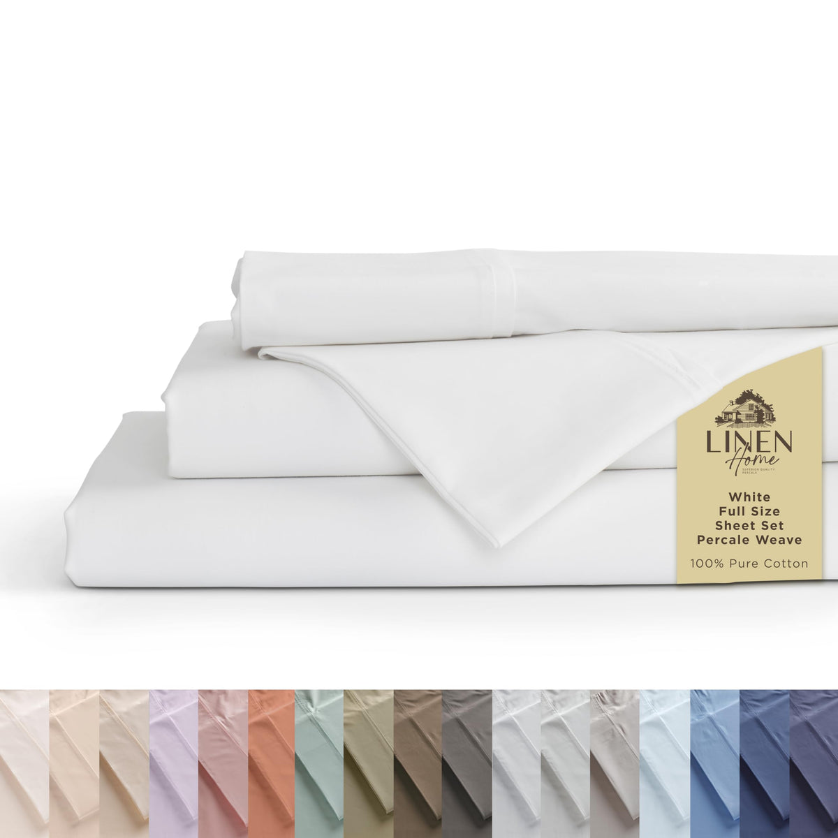 Linen Home percales deliver crisp white comfort with hotel-quality feel.