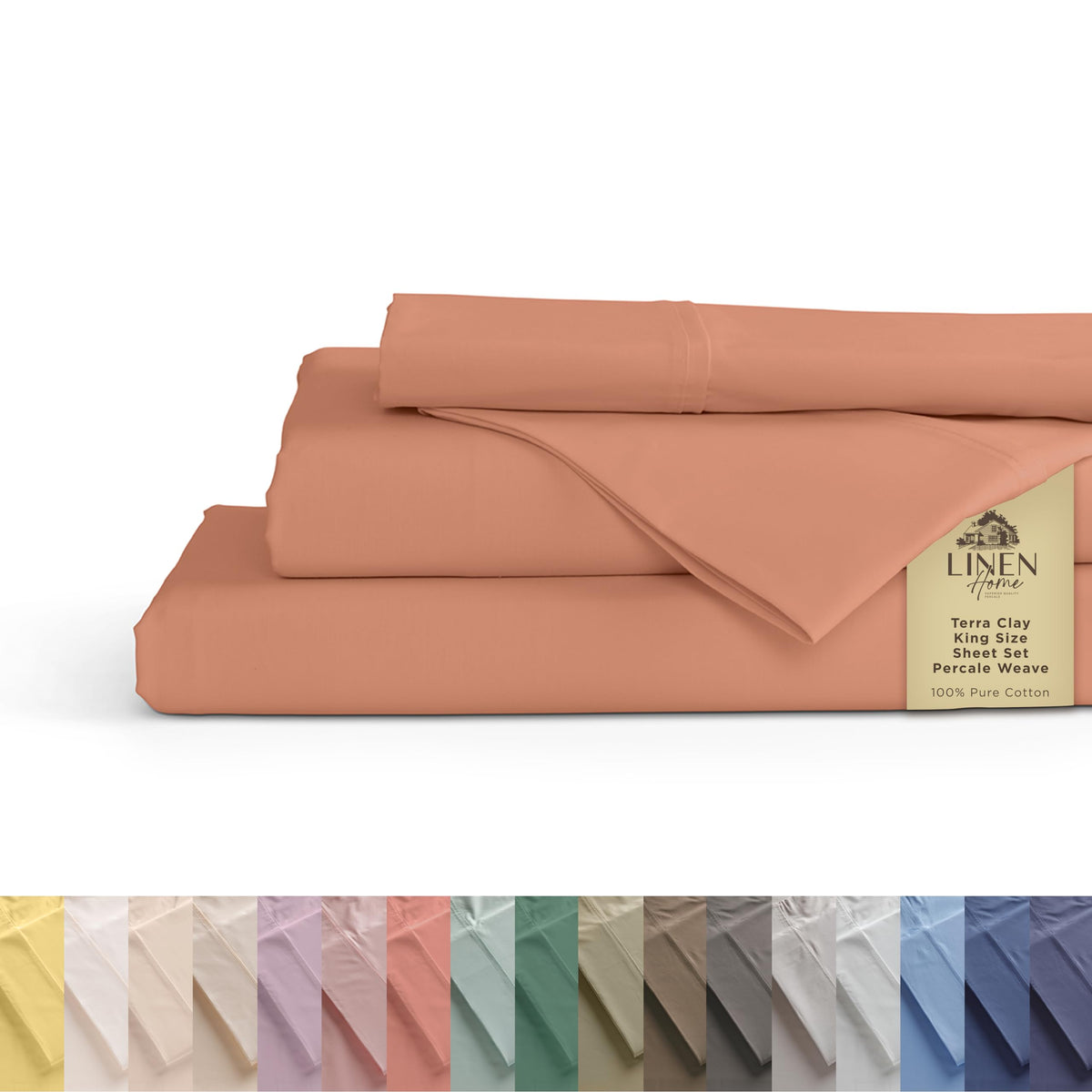 Linen Home Percale king flat sheet showing crisp hotel-quality feel for cool nights