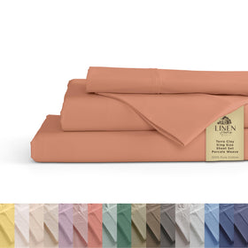 Linen Home Percale king flat sheet showing crisp hotel-quality feel for cool nights