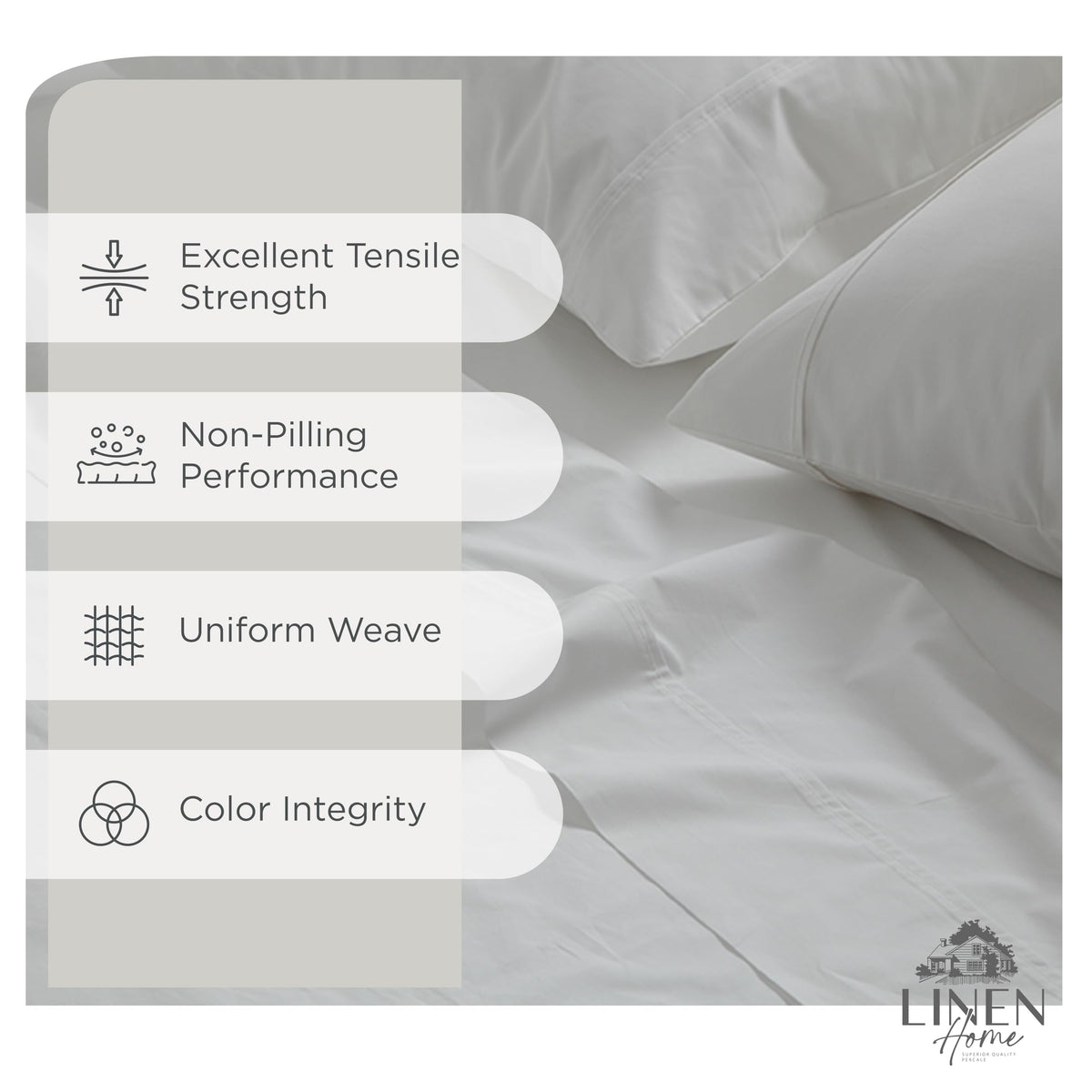 Linen Home percale twin XL fitted deep-pocket sheet fits mattresses up to 16 inches.