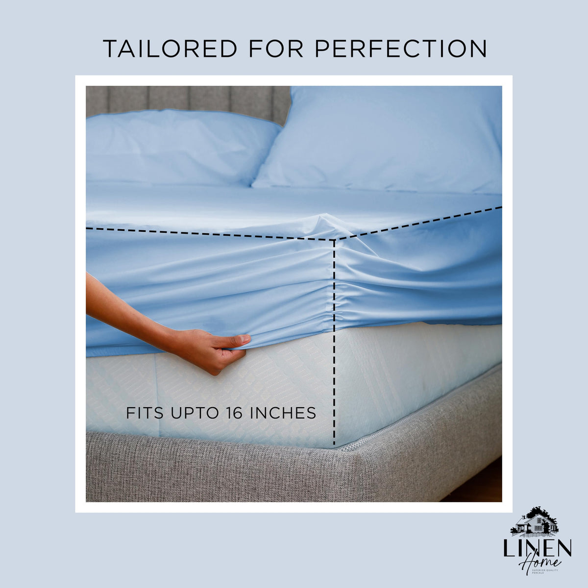 Linen Home percale weave close-up reveals tight 200TC texture.
