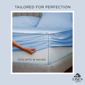 Linen Home percale weave close-up reveals tight 200TC texture.