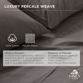 Close-up of Linen Home percale weave showing durable long-staple cotton fibers
