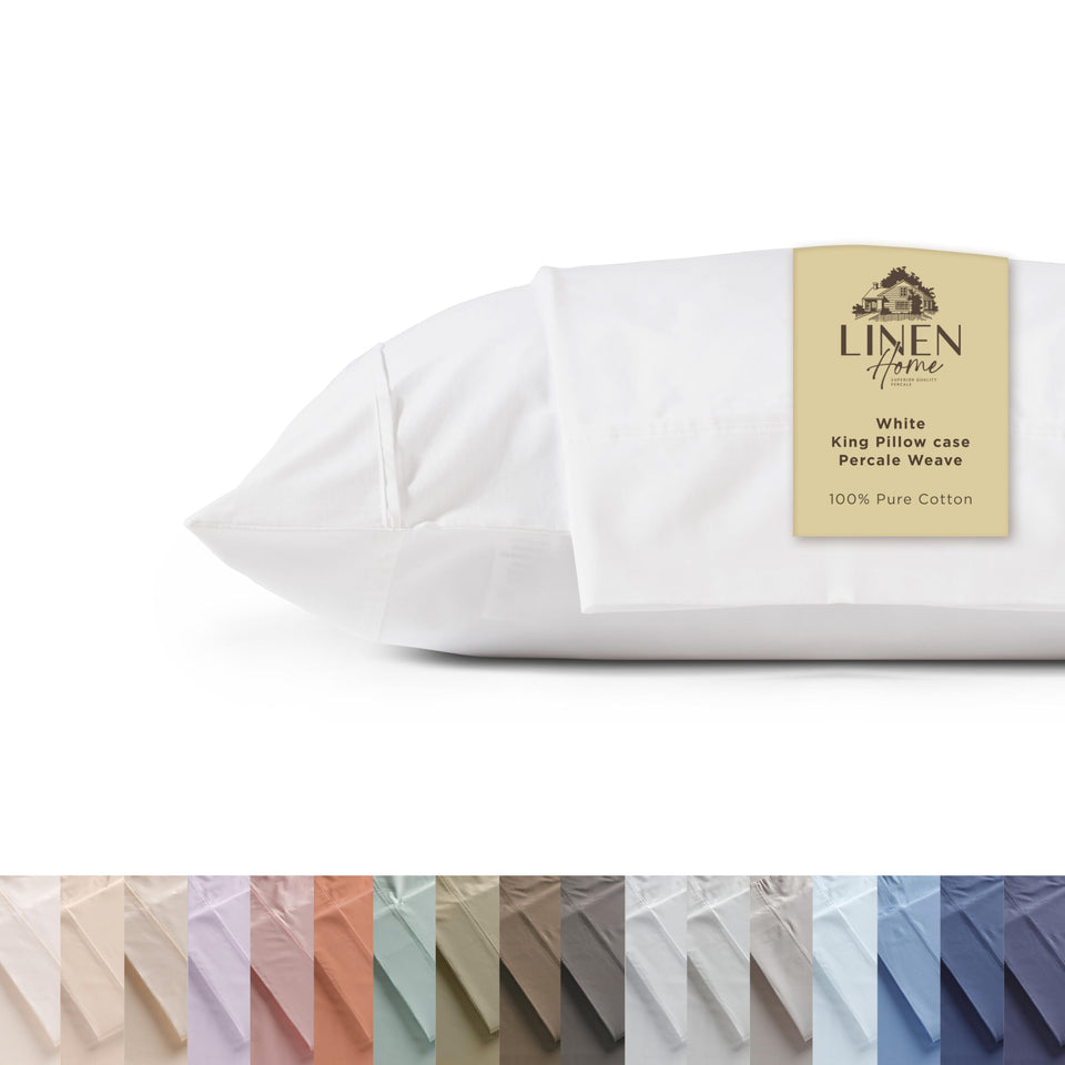 Linen Home king-size white pillowcase set in a 2-piece pack for hotel-like crispness.