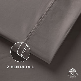 Linen Home pillowcase with z-hem stitch in charcoal