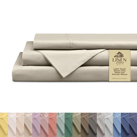 Linen Home queen percale flat sheet showing crisp cool finish and hotel-like quality