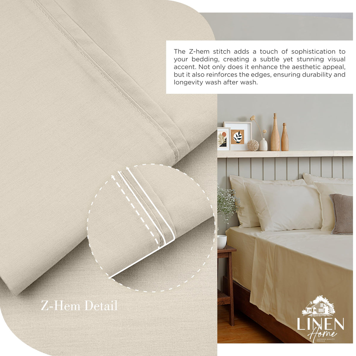 Linen Home two pillowcases neatly framing pillows and reducing creases