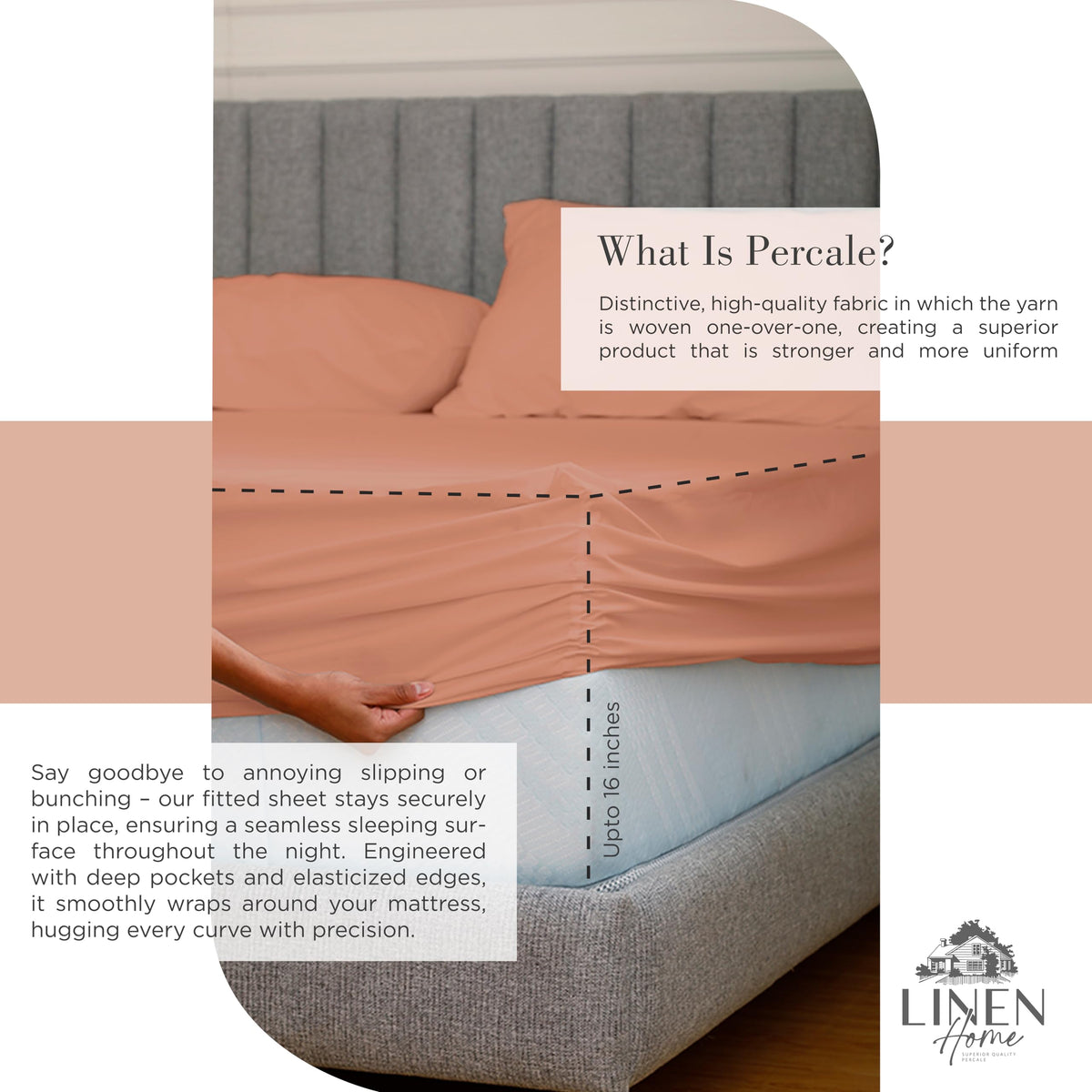 Linen Home Terra Clay bedroom scene with coordinated bedding
